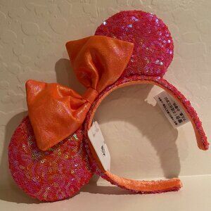 Coral/Pink Minnie Mouse Ears Headband